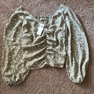 Abercrombie & Fitch Green Ruched Crop Top